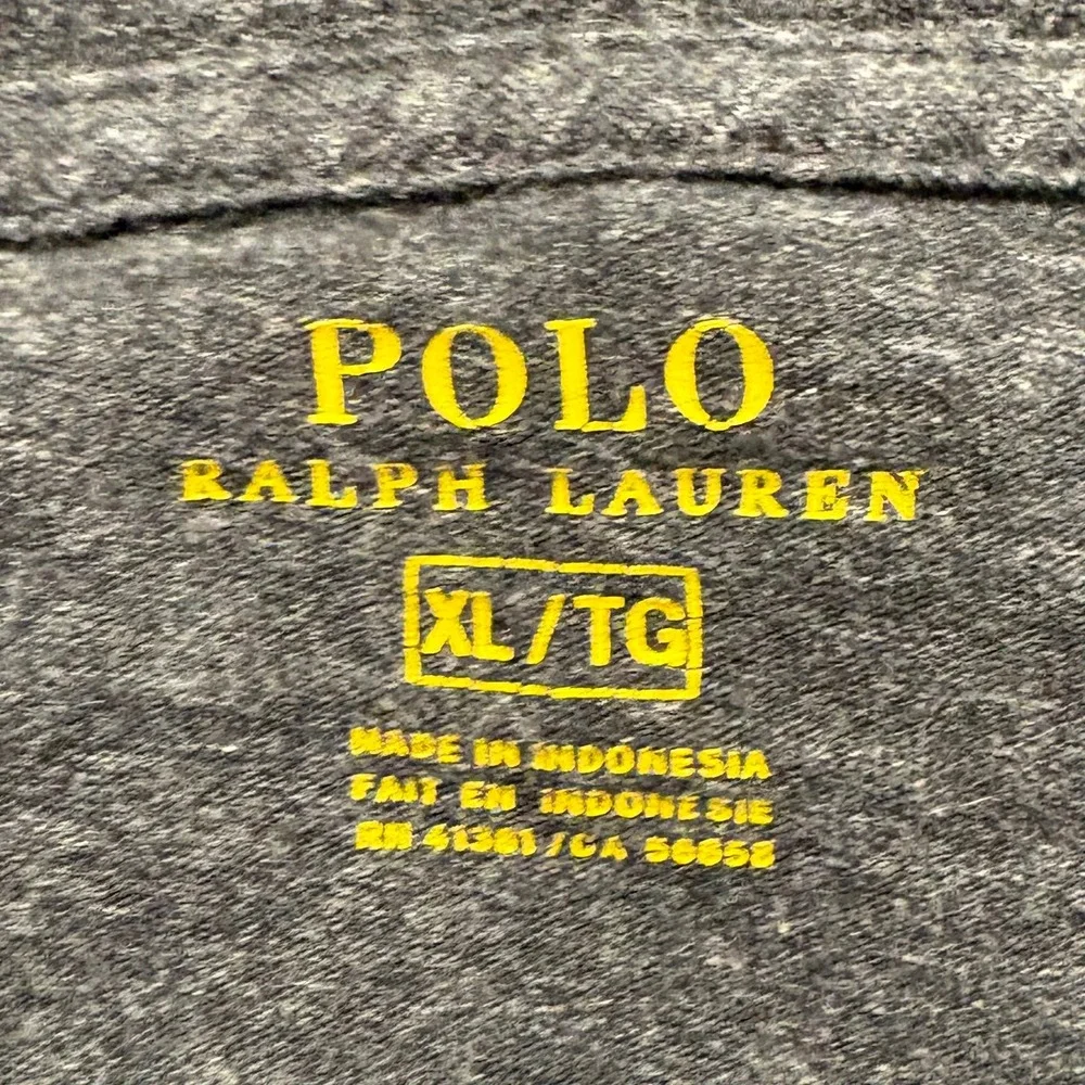 Polo Ralph Lauren V-Neck T-Shirt Mens XL Gray Long Sleeve Soft Cotton Pony Logo